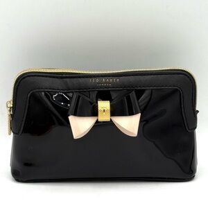 Ted Baker Clutch / Cosmetics Bag Black Gold ✔️Authentic Toiletries Patent